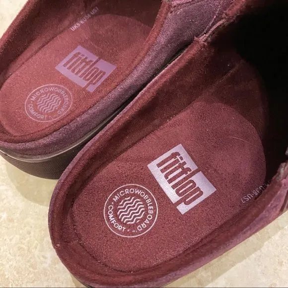 Fitflop Loaff Suede Clog Women's Shoes Maroon Sz 7