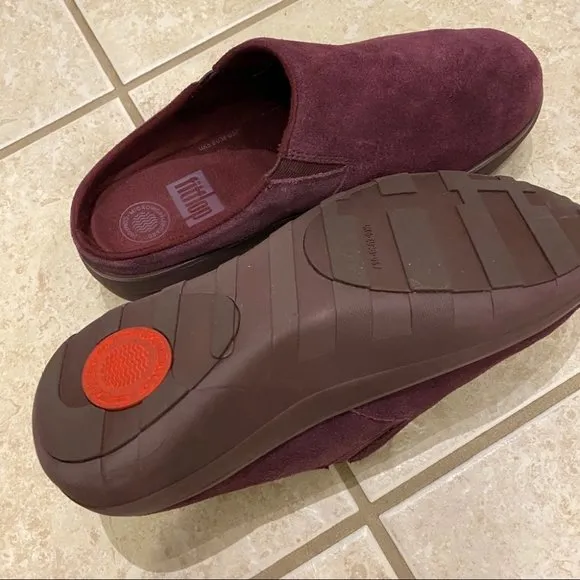 Fitflop Loaff Suede Clog Women's Shoes Maroon Sz 7