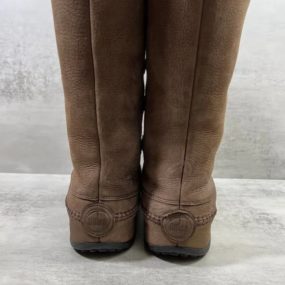 Fitflop Mukluk Moc Shearling Fur Tall Leather Winter Boots - Women's Size 7