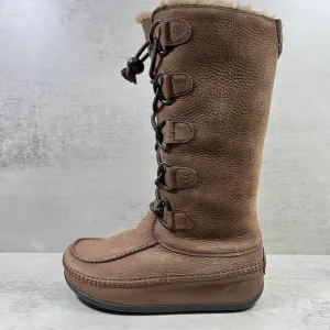Fitflop Mukluk Moc Shearling Fur Tall Leather Winter Boots - Women's Size 7