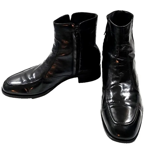 Florsheim ~Men's Size 11 EEE~ Black Leather Side Zip Beatle Boots~~17074-01~