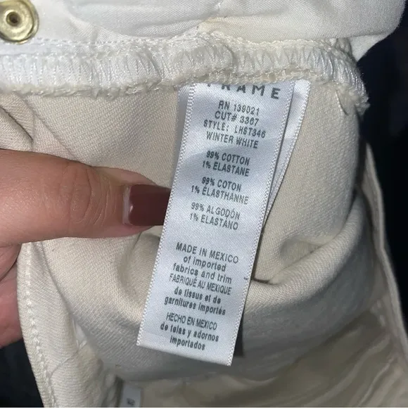 frame le straight winter white jeans sz 25 #B2