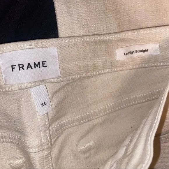 frame le straight winter white jeans sz 25 #B2