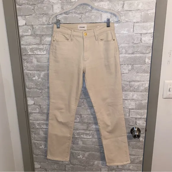 frame le straight winter white jeans sz 25 #B2