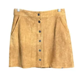 Frame Suede Mini Skirt Size 27 Carmelo Brown $595 Snap Front