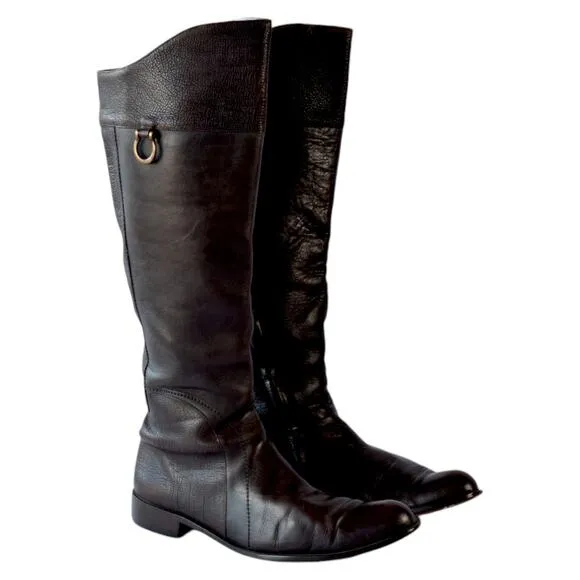 Franco Cuadra Dark Brown Leather Tall Equestrian Boots - Size 9.5 Women