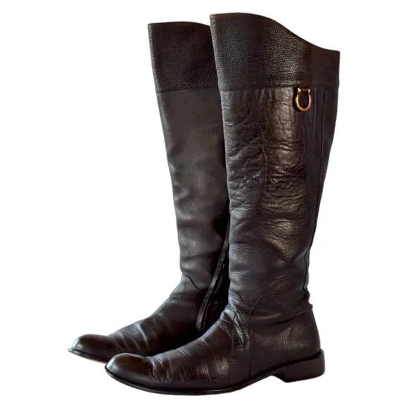 Franco Cuadra Dark Brown Leather Tall Equestrian Boots - Size 9.5 Women