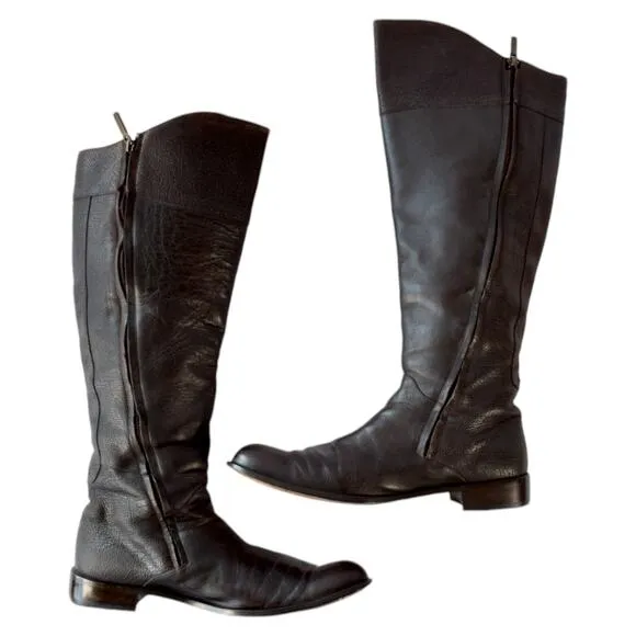 Franco Cuadra Dark Brown Leather Tall Equestrian Boots - Size 9.5 Women