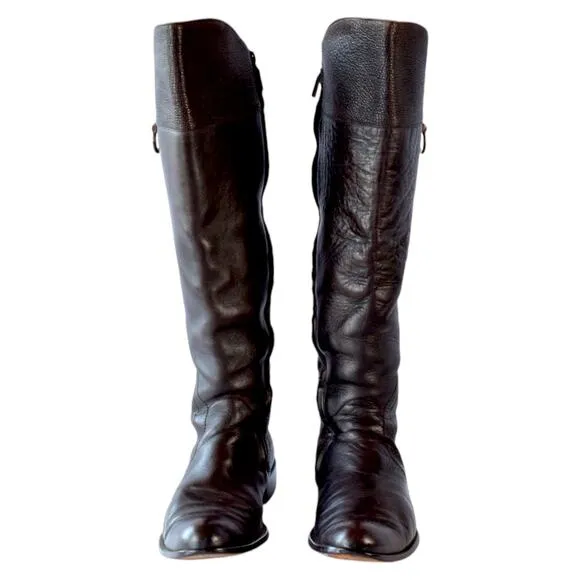 Franco Cuadra Dark Brown Leather Tall Equestrian Boots - Size 9.5 Women