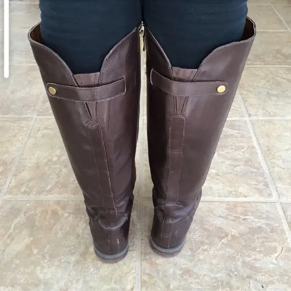 **Franco Sarto Castor Brown Leather Riding Boots - (A0005)