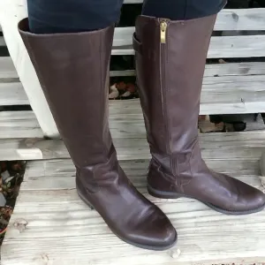 **Franco Sarto Castor Brown Leather Riding Boots - (A0005)