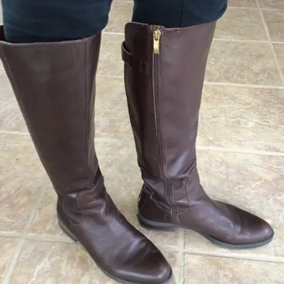 **Franco Sarto Castor Brown Leather Riding Boots - (A0005)