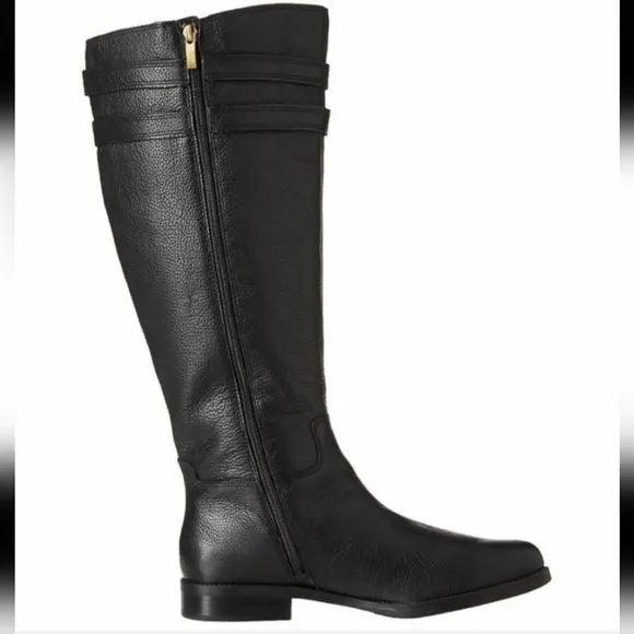 Franco Sarto Christoff Black Leather Knee Tall Riding Boots Womens Sz 5, 5.5