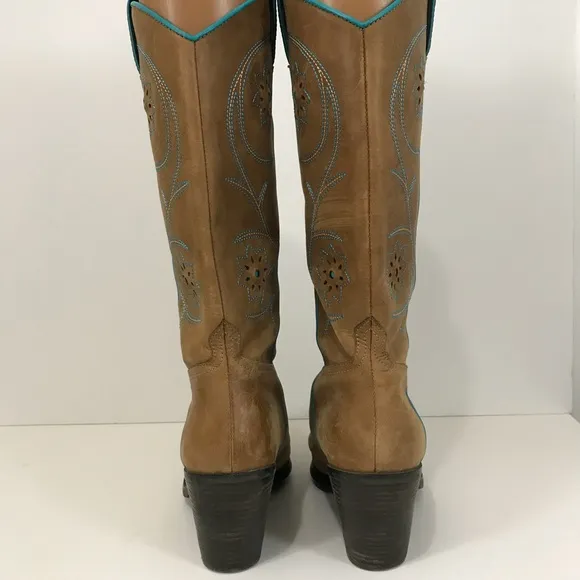 Franco Sarto cowboy boots with turquoise size 10