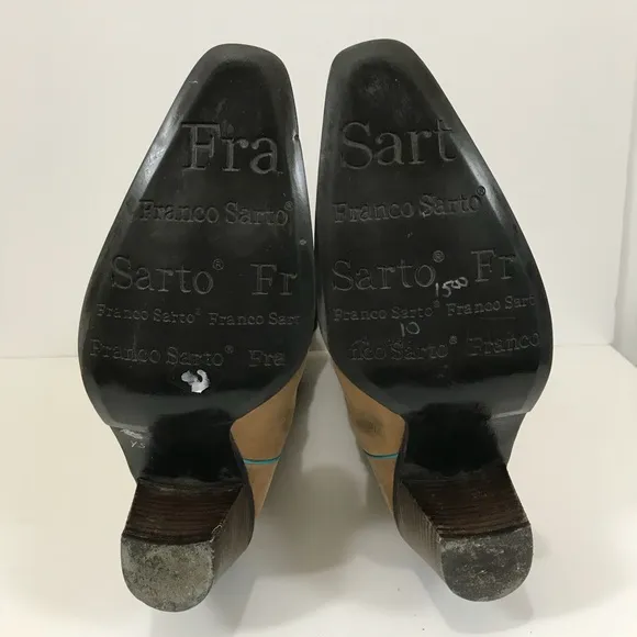Franco Sarto cowboy boots with turquoise size 10
