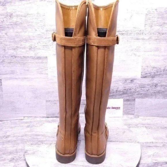 Franco Sarto Cutler Leather Wide Calf Tall Riding Boot Camel Brown Women's 5.5