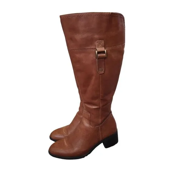 Franco Sarto Lizbeth Tall Riding Boots Wide Calf Tan Leather Women's Size 6