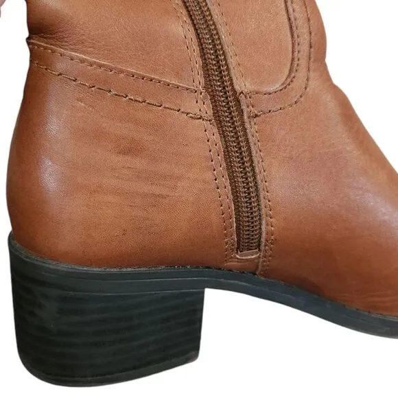 Franco Sarto Lizbeth Tall Riding Boots Wide Calf Tan Leather Women's Size 6