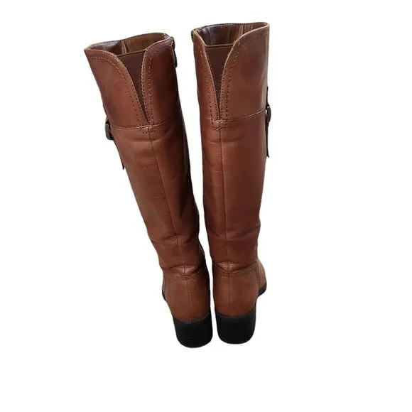 Franco Sarto Lizbeth Tall Riding Boots Wide Calf Tan Leather Women's Size 6