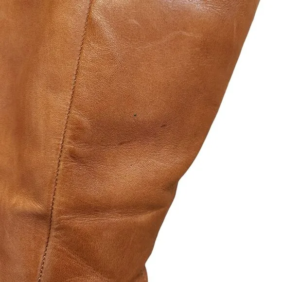 Franco Sarto Lizbeth Tall Riding Boots Wide Calf Tan Leather Women's Size 6