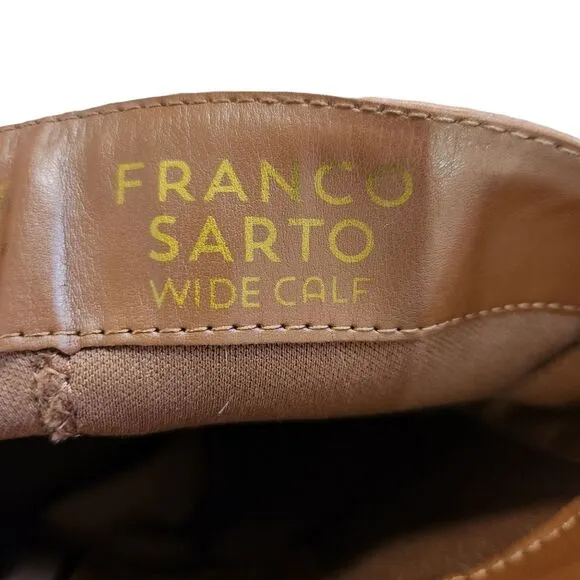 Franco Sarto Lizbeth Tall Riding Boots Wide Calf Tan Leather Women's Size 6