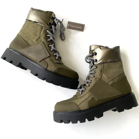 Franco Sarto Women Khaki Balin Outdoors Lace-up Ankle Hiking Boots Size 8.5M