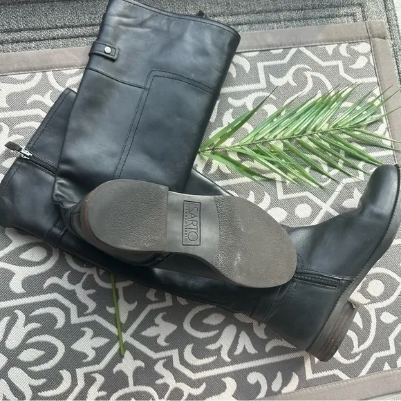 💋Franco Sarto Womens Riding Boots Shoes Side Zipper Black A-Coley 8