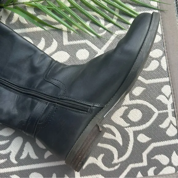 💋Franco Sarto Womens Riding Boots Shoes Side Zipper Black A-Coley 8