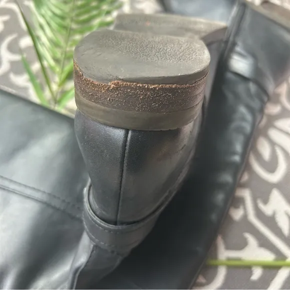 💋Franco Sarto Womens Riding Boots Shoes Side Zipper Black A-Coley 8