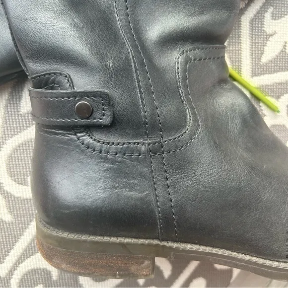 💋Franco Sarto Womens Riding Boots Shoes Side Zipper Black A-Coley 8