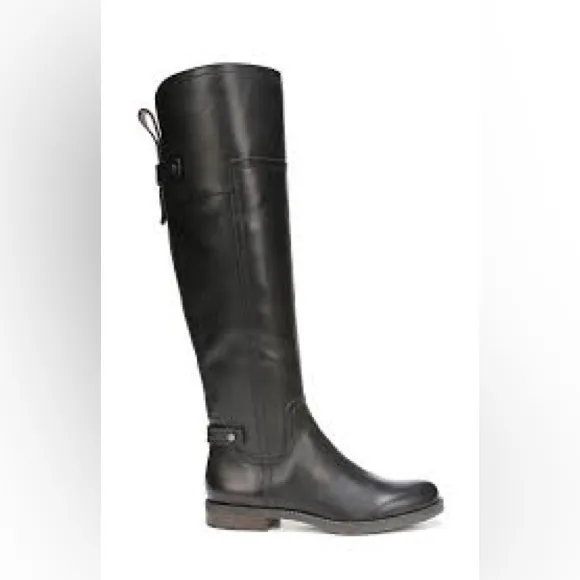 💋Franco Sarto Womens Riding Boots Shoes Side Zipper Black A-Coley 8
