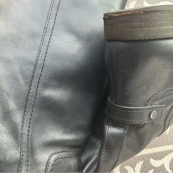 💋Franco Sarto Womens Riding Boots Shoes Side Zipper Black A-Coley 8