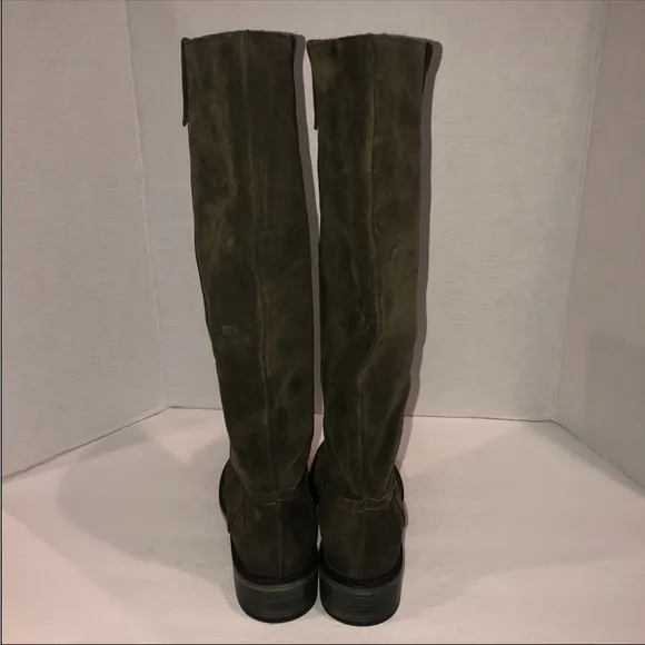 Free People Arya Olive Green Suede Knee High Riding Campus Boots Shoes sz 8/38