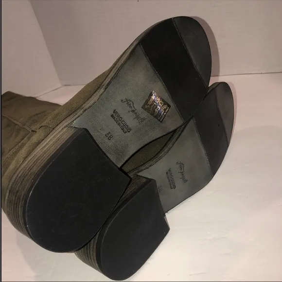 Free People Arya Olive Green Suede Knee High Riding Campus Boots Shoes sz 8/38