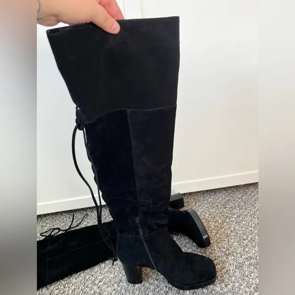 Free People Black Suede NWOT Echo Platform Over‎ The Knee Boot Size 9.5