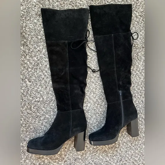 Free People Black Suede NWOT Echo Platform Over‎ The Knee Boot Size 9.5