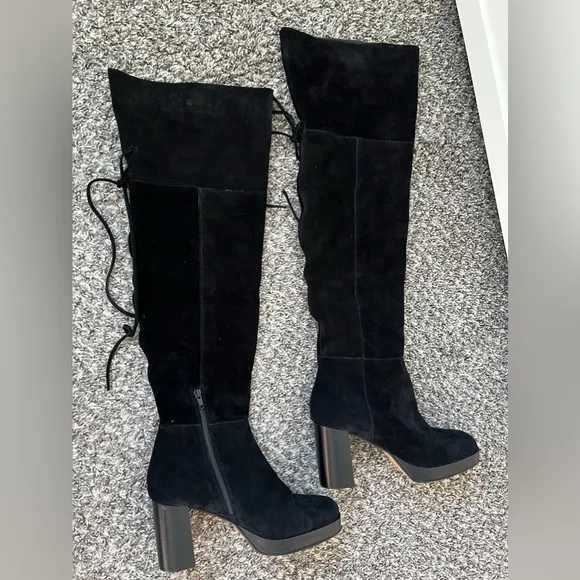 Free People Black Suede NWOT Echo Platform Over‎ The Knee Boot Size 9.5