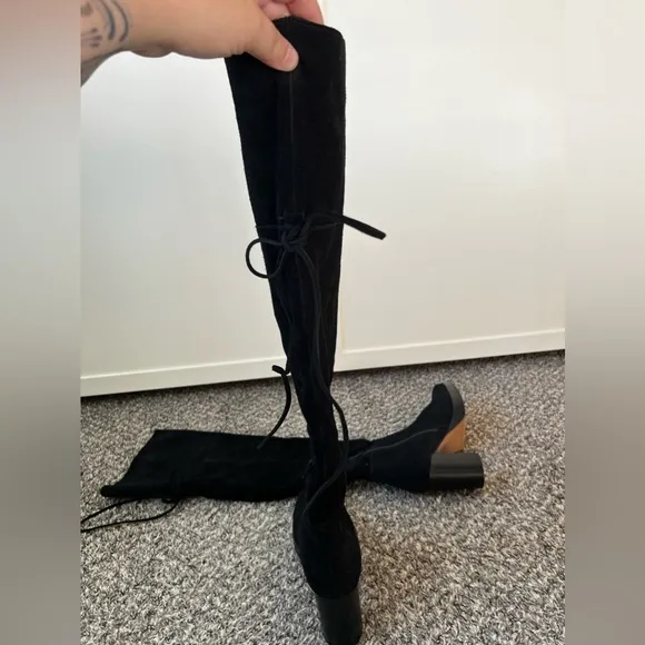 Free People Black Suede NWOT Echo Platform Over‎ The Knee Boot Size 9.5