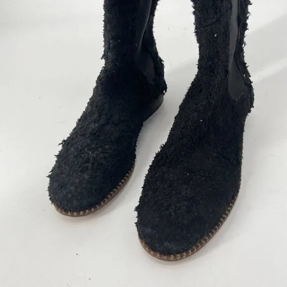 Free People Callow Black Leather Distressed Boot 36