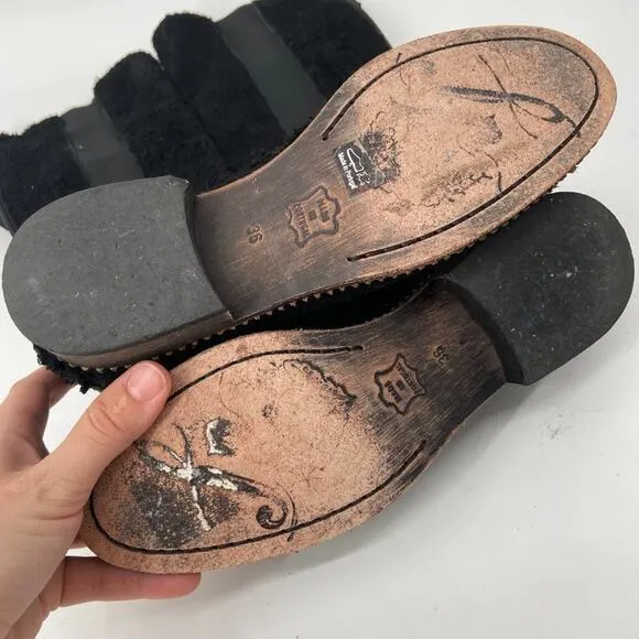Free People Callow Black Leather Distressed Boot 36