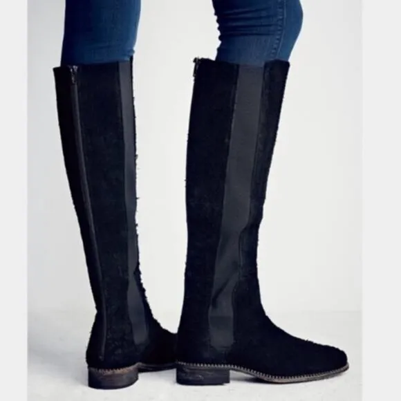 Free People Callow Black Leather Distressed Boot 36