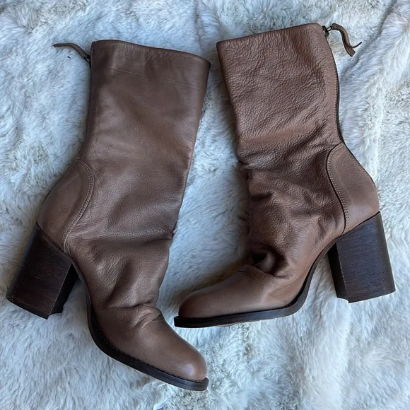 Free People Elle block leather boots