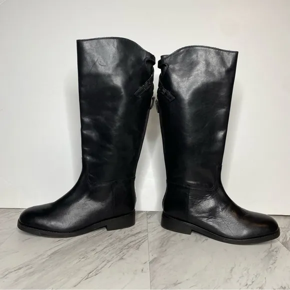 Free People Everly Equestrian Black Leather Tall Boot 8 / 39