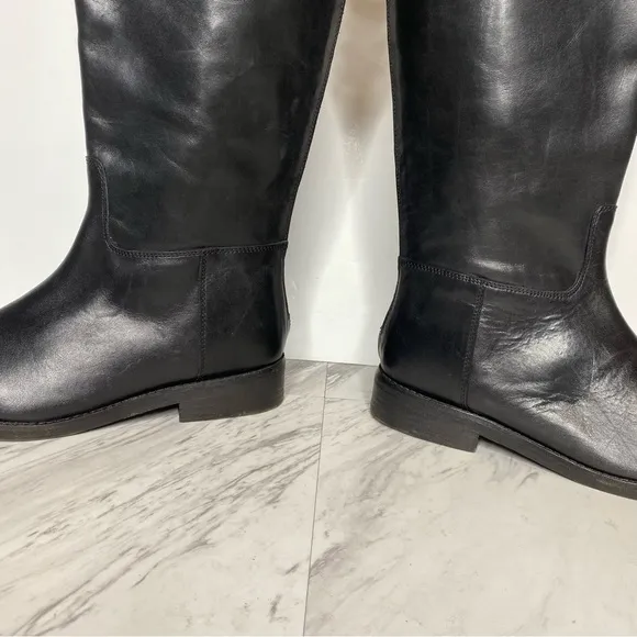 Free People Everly Equestrian Black Leather Tall Boot 8 / 39