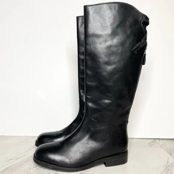 Free People Everly Equestrian Black Leather Tall Boot 8 / 39