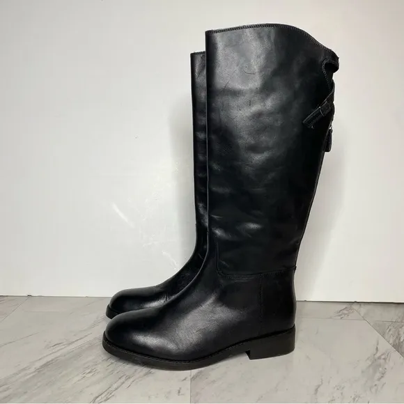 Free People Everly Equestrian Black Leather Tall Boot 8 / 39