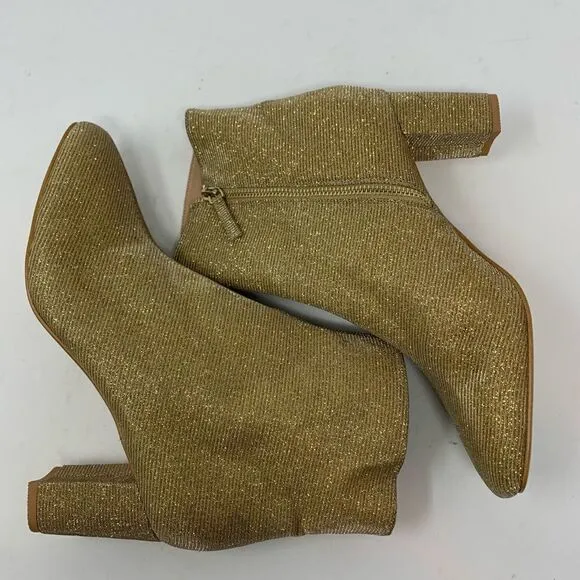 Free People FR x FP Vegan Gold Sparkle Shimmer Ankle Boots.Size 10.