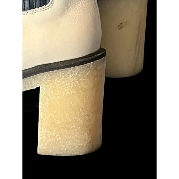 Free People James Chelsea Boot •EUR 38 US 8• Cream White Chunky Heel Leather