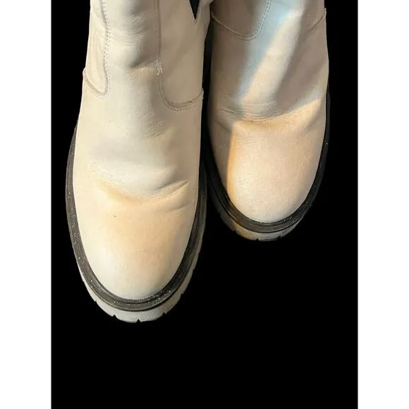 Free People James Chelsea Boot •EUR 38 US 8• Cream White Chunky Heel Leather