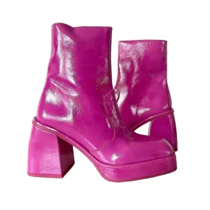 Free People Ruby Shine Magenta Leather Zip Women's Platform Boots NEW 36.5 6.5